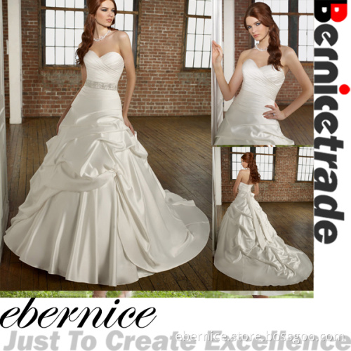 Elegant Custom Made White Taffeta Wedding Dress